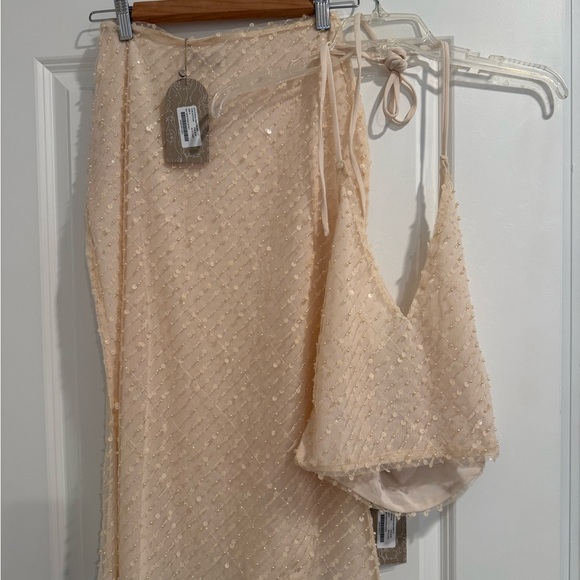 Meshki Dresses & Skirts - Meshki Beige Sequin Skirt Set